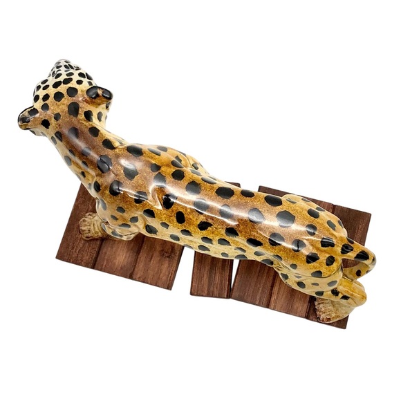 Kintsugi Italian Pottery Cheetah Statuette Majolica Gold Crack Art Gift Italy - Picture 7 of 16